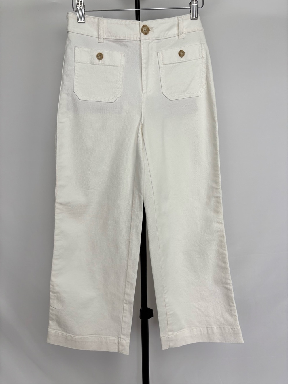 LOFT Cream Wide-Leg Crop Jeans with Button-Front Pockets NWT